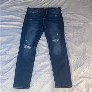 high rise blue jeans